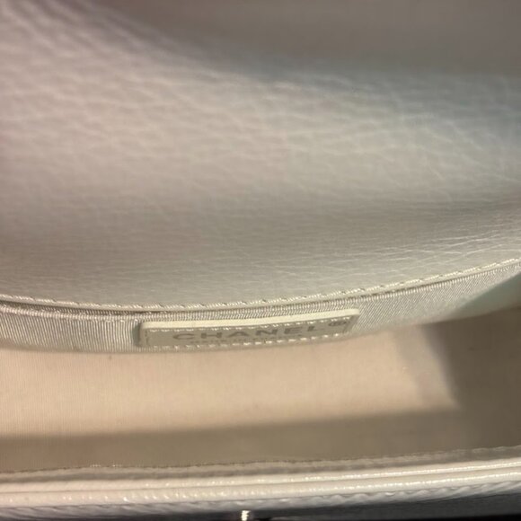 CHANEL Lambskin Quilted White Mini Boy Flap Silver Hardware with Dust Bag - Picture 5 of 16